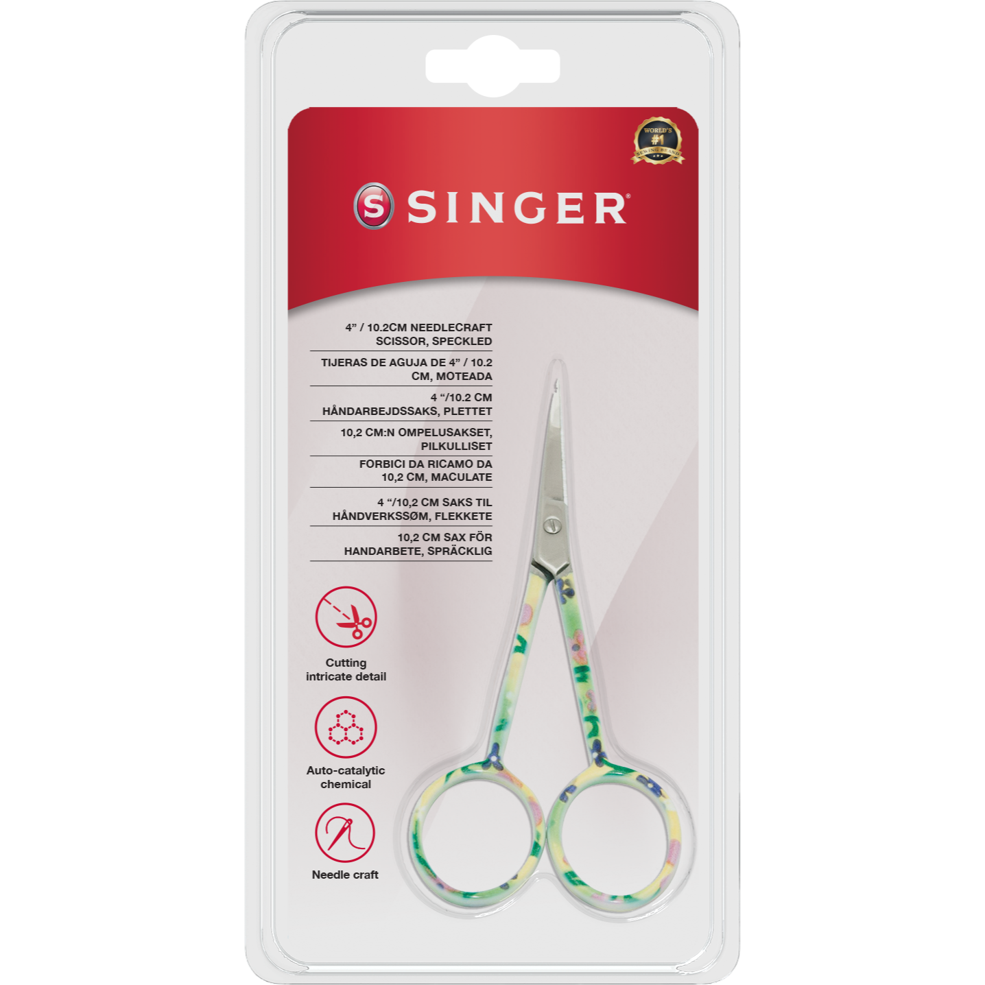 Ompelusakset 4" / 10,2cm vihreä pilkullinen Singer